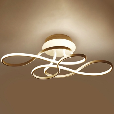 Twisted LED Ceiling Light Modern Metallic Semi Flush Mount Ceiling Lamp for Dinning Room