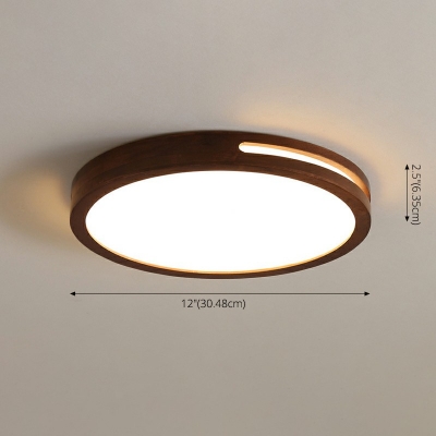 Ultra Thin Ceiling Lamp Simplicity Kids Room Dark Brown Acrylic Flush Mount Lighting in Natural