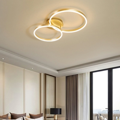 Brushed Gold Ring Ceiling Light Stylish Modern Metal LED Semi Flush Mount Lamp
