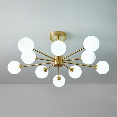 Bubble Chandelier Lighting Vintage Globe Glass Hanging Pendant Light with Brass Arm for Living Room