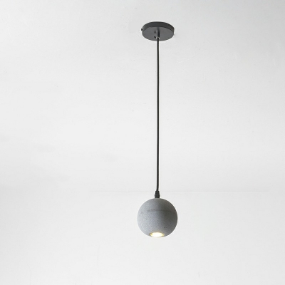 Cement Split Globe Pendant Lighting Postmodern Grey Ceiling Light in Warm Light