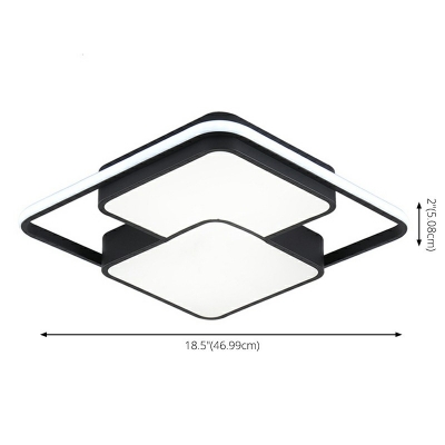 Contemporary Style Geometric  Shape Ceiling Lighting Black Acrylic Bedroom LED Ceiling Mounted Fixture