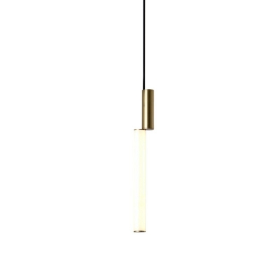 Golden Tube Ceiling Lamp Novelty Modern 1 Inch Wide LED Acrylic Suspension Pendant Light in Natural Light