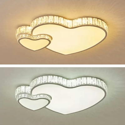 LED Crystal Heart Lighting Round Modern White Flush Mount Ceiling Light for Room