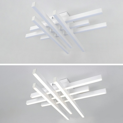 LED Light Linear Metal Shade 6-Lights Flush Mount Ceiling Fixture for Bedroom