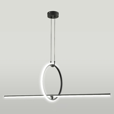 Linear and Ring Simplicity LED Island Light Modern Dining Room Black Acrylic Shade Island Pendant