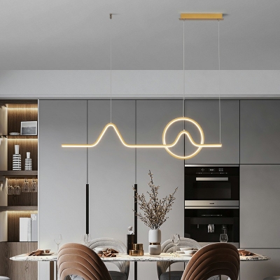 Linear Island Light Kit Modernity Metal LED Pendant Lighting for Bedroom with 47 Inchs Height Adjustable Cord