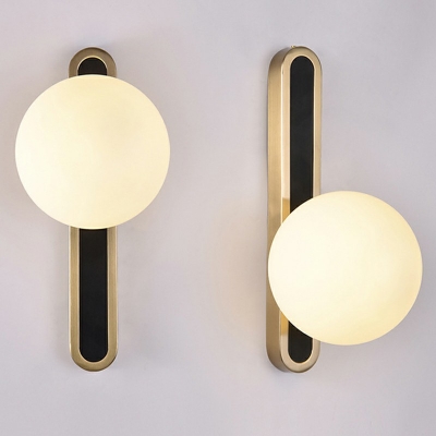 Modern Ellipse Siding Wall Light Fixture 1 Light 6 Inchs Wide Wall Sconce Lighting with Ball Glass Shade for Bedroom