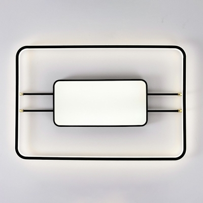 Modern Style Acrylic Shade Rectangular LED Metal Flush Light for Living Room