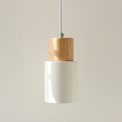 Nordic Style Pendant Light Single Head 4 Inchs Wide Cement and Wood Hanging Lamp for Bedoom
