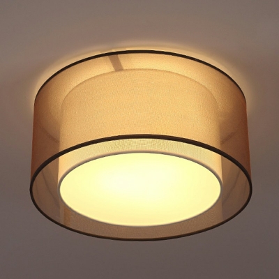 Traditional Style Simple Round LED Fabric Ceiling Lamp Bedroom Flush Mount Ceiling Lights