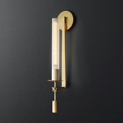 Tubular Clear Glass Wall Lighting Modernism 1 Head Brass Sconce Lamp Fixture for Bathroom