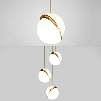 White Glass Split Globe Pendant Lighting Postmodern Single-Bulb Ceiling Light for Bedroom