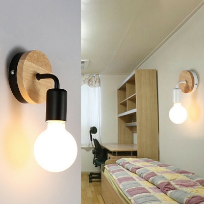 7 Inchs Height Wall Light Kit 1 Head Cottage Wall Mount Lamp with Wood Backplate