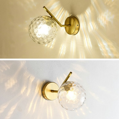 Ball Glass Sconce Light Fixture 6 Inchs Wide Metal Arm Wall Sconce Light for Study Room