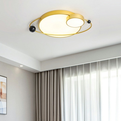 Bedroom LED Flushmount 4 Inchs Height Nordic Arcylic Thin Ceiling Flush Light with Planet Shade