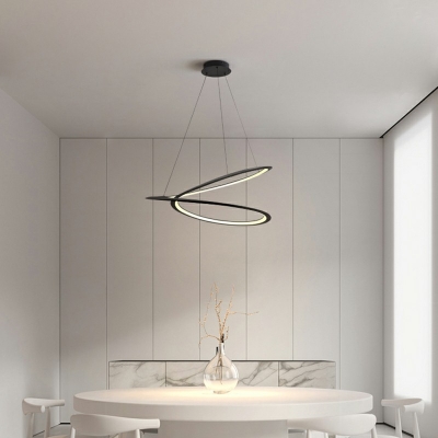 Black Aluminum Round Chandelier Line Design Pendant Lighting for Living Room