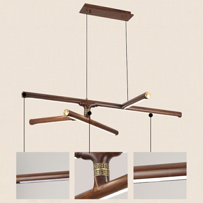 Dark Wood Modern Wooden Pendant Light Tube Ceiling Fixture Flush Ceiling Light in 3 Colors Light