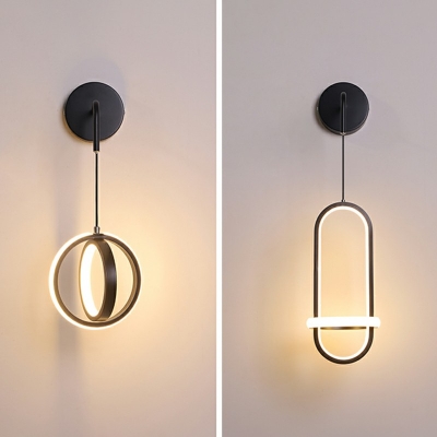 Double Rings Wall Lamp Minimalist 12 Inchs Height LED Wall Sconce Lighting with Arm
