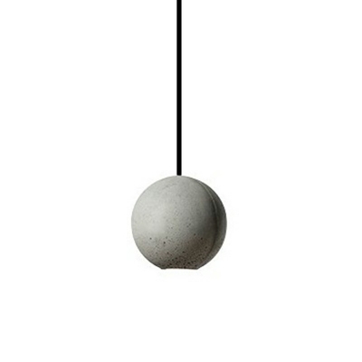 Grey Cement Split Globe Pendant Lighting Postmodern Single-Bulb Ceiling Light for Bedroom