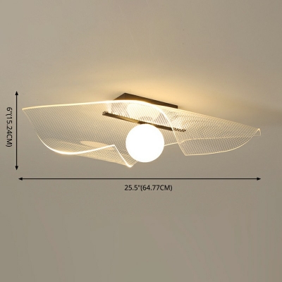 Irregular Shape Study Room LED Flush Mount Light Arcylic Contemporary Ceiling Lamp in Clear