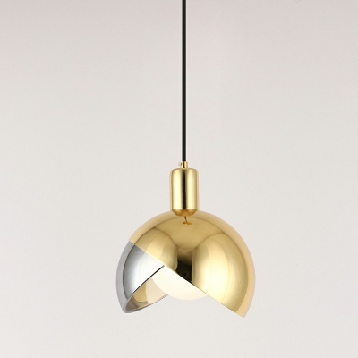 Macaron Metal Shade Pendant Nordic Restaurant Dome Lid Form 1-Head Hanging Lamp with Glass Shade