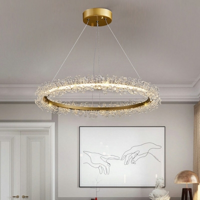 Modern LED Chandeliers Gold Beveled K9 Crystal Pendant Lamp for Indoor Room