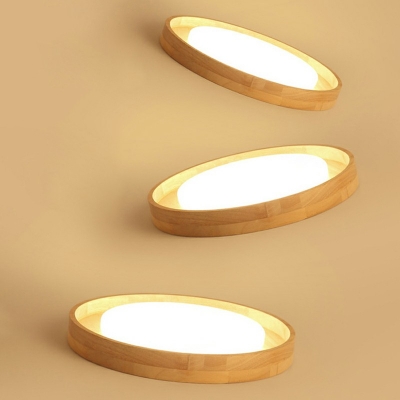Modern Round Flushmount Ceiling Lamp LED Wood Flush Mount Ceiling Light Fixture