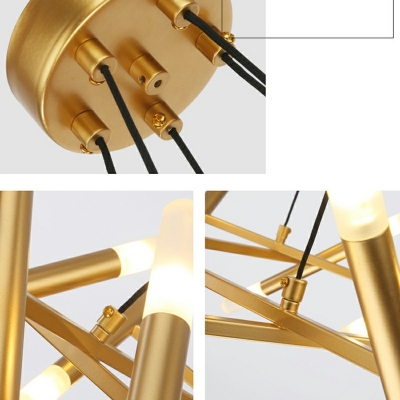 Multi Arm Chandelier Acrylic Shade Tube LED Chandeliers Post Modern 20 Bulbs LED Branch Pendant Lighting