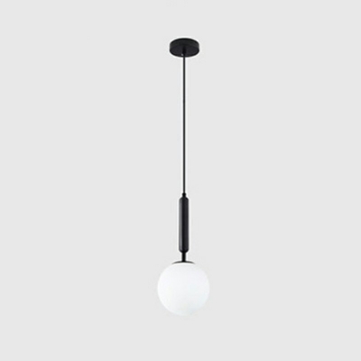 Opaline Glass Ball Pendant Light Kit Simple Single Milk Glass Suspension Lamp with 59 Inchs Height Adjustable Cord