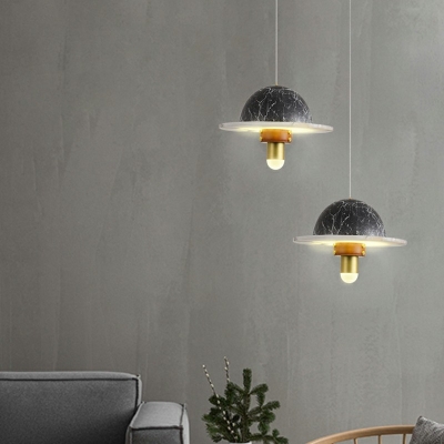 Stone Pendant Metal Golden Dining Room Hanging Light with 59 Inchs Height Adjustable Cord in Warm Light