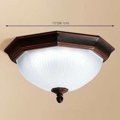 Traditional Ceiling Lamp 1 Head Frosted Glass Dome Flush Mount Ceiling Lights Living Room