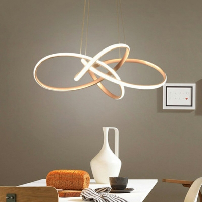Twisting Metal Pendant Lamp 24.5 Inchs Wide Simplicity LED Ceiling Chandelier Light with Arcylic Shade