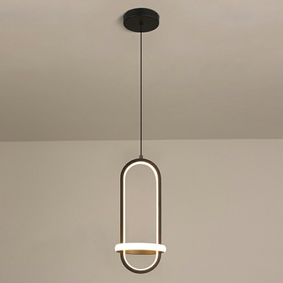 14 Inchs Height LED Pendant Postmodern Bedroom Arcylic Oval and Ring 1-Light Hanging Lamp