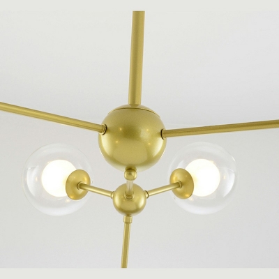 Clear Glass Globe Ceiling Chandelier 29.5 Inchs Height Modernism Pendant Light with Sputnik Design