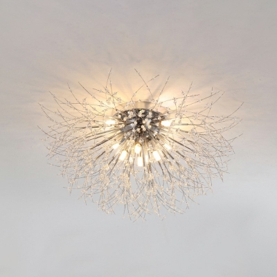 Flushmount Romantic Modern Metal Ceiling Light with Crystal Shade for Living Room