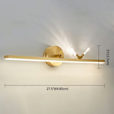 Gold Metal Rectangle Mirror Front Lamp Modern Clear Acrylic LED 3-Light Wall Lamp with Butterfly