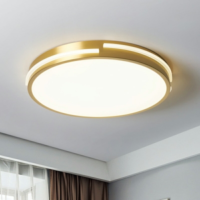 Golden Contemporary Ceiling Light with LED Light 2 Inchs Height Circle Acrylic Shade Flush Mount Ceiling Light for Hallway