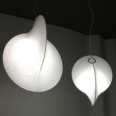 Irregular White Fabric Pendant Lighting Macaron 1 Head Suspension Light for Dining Room with 39 Inchs Height Adjustable Cord
