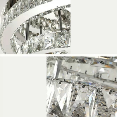 LED Crystal Flush Mount Modern Round Ceiling Mounted Light in Chrome