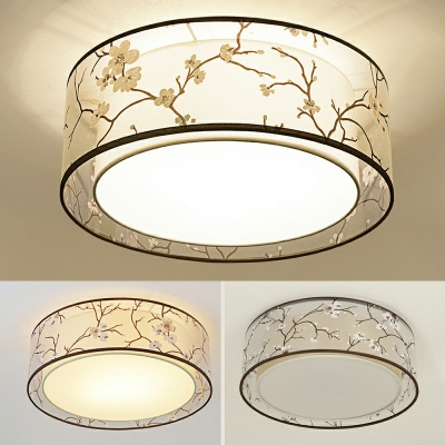 New Chinese Style LED Fabric Ceiling Lamp Living Room Ceiling Flush Light with Acrylic Diffuser