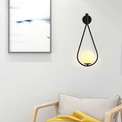 Nordic Glass LED Drop-Shaped Single Head Wall Light with Glass Lampshade Bedroom Wall Lamps