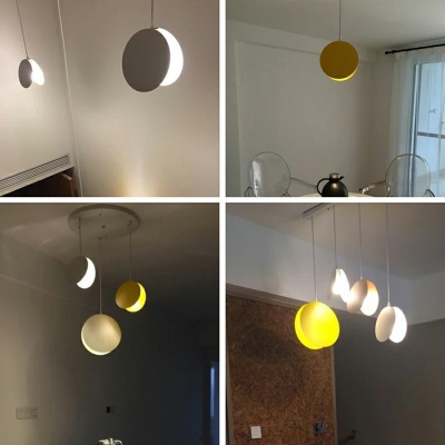 Nordic Style Aluminum Lampshade Round Ceiling Plate Single Head Pendant for Dining Room
