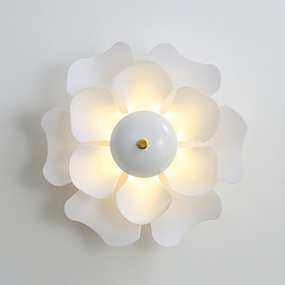 Nordic Style Wall Lamp Indoor Flower Shape 12 Inchs Wide Fashion Decoration Wall Sconce with Acrylic Shade in White