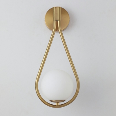 Opaline Glass Ball Wall Light Kit Simple Single Milk Glass Wall Lamp with Teardrop Stand