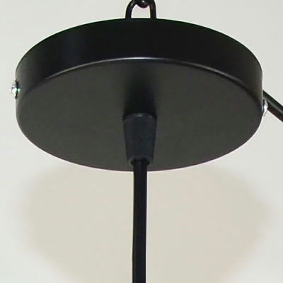 Retro Industrial Ceiling Fixture Barrel Metal Ceiling Mount with Iron Shade Pendant in Black for Living Room