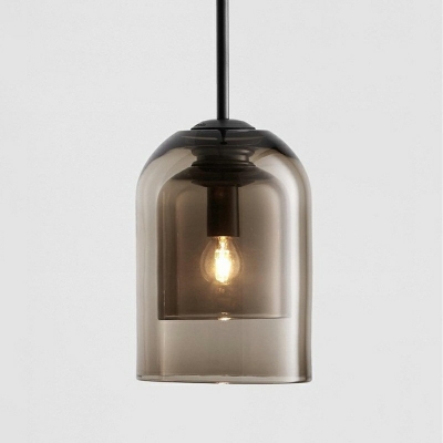 Retro Style Living Room 1-Bulb Pendant Capsule Double-Layered Glass Shade 9 Inchs Height Hanging Lamp