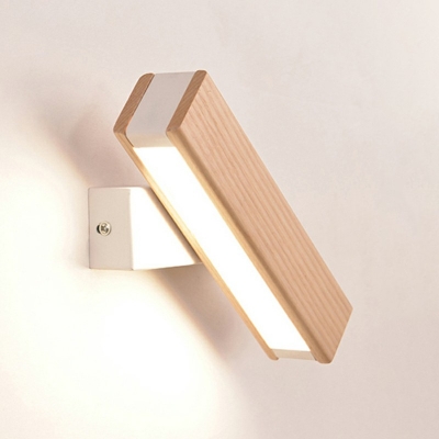 Rotatable Rectangle Wall Mount Reading Light Wooden Modern Arcylic Indoor Wall Sconce Light for Bedroom