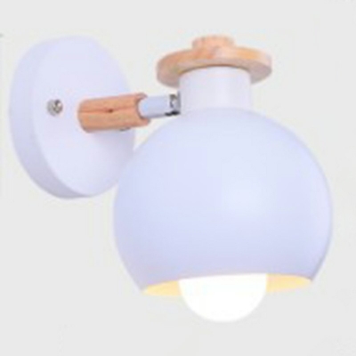1-Light Macaron Spherical Metal Lampshade Wall Lamp Wall Mounted Lights for Bedroom