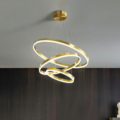 All Copper Living Room Chandelier Round Multi Layer Chandelier Pendant Light